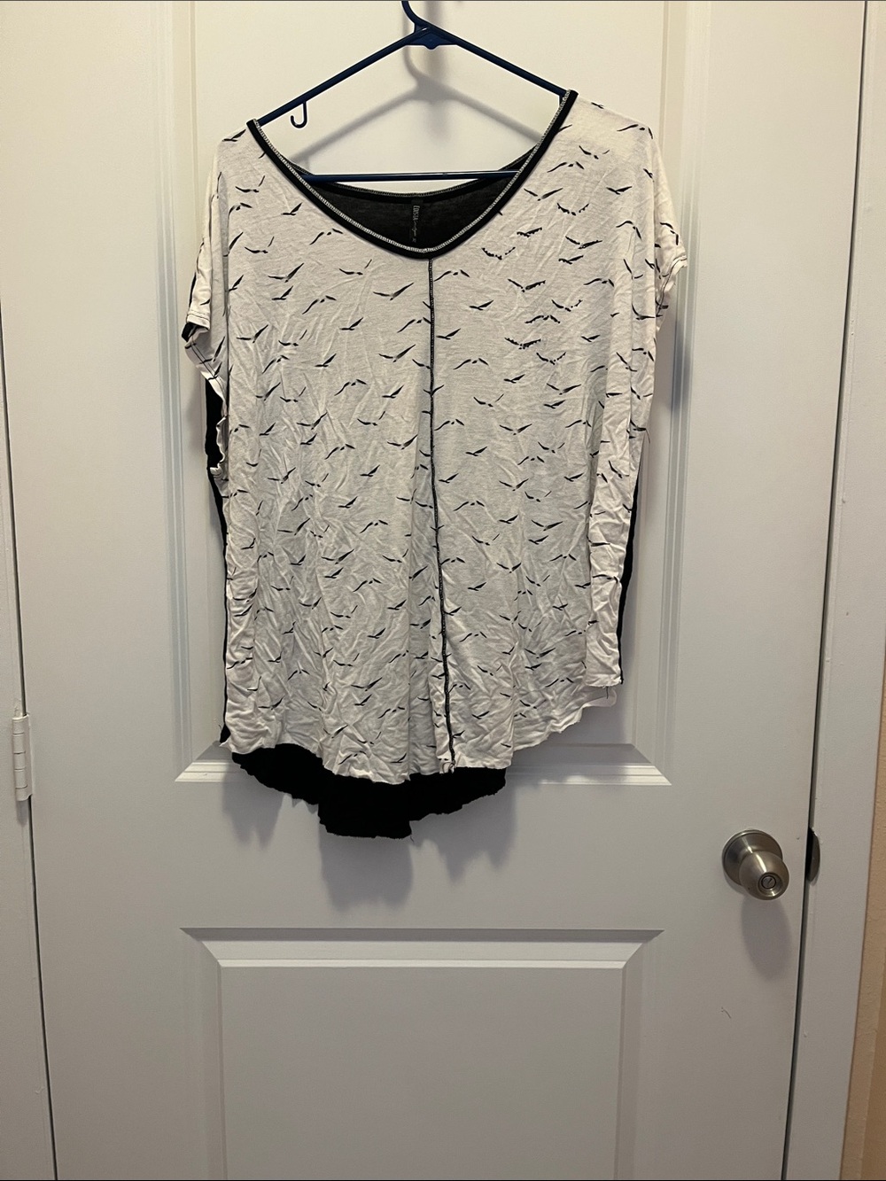 Black & White Short Sleeve Layered Tee with Contrast Trim